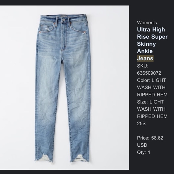 A&F Short Ultra High Rise Skinny Jeans - Picture 8 of 8